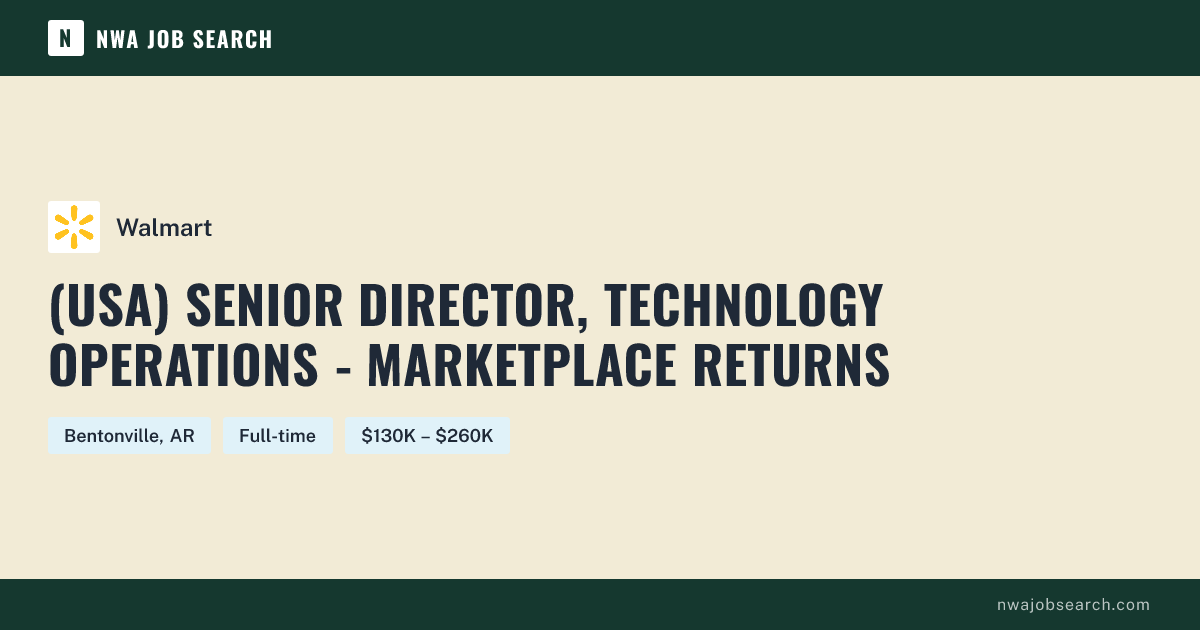 (USA) Senior Director, Technology Operations - Marketplace Returns at ...